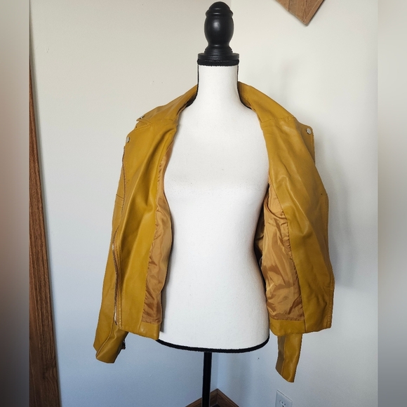 New York & Company Mustard Yellow Moto Biker Jacket - Picture 4 of 8